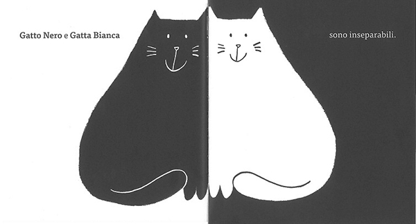 Gatto nero gatta bianca