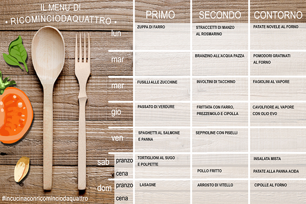 menu settimanale di ottobre