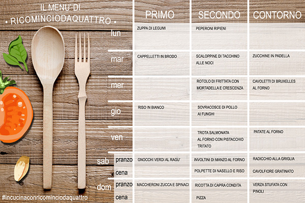 menu settimanale di ottobre