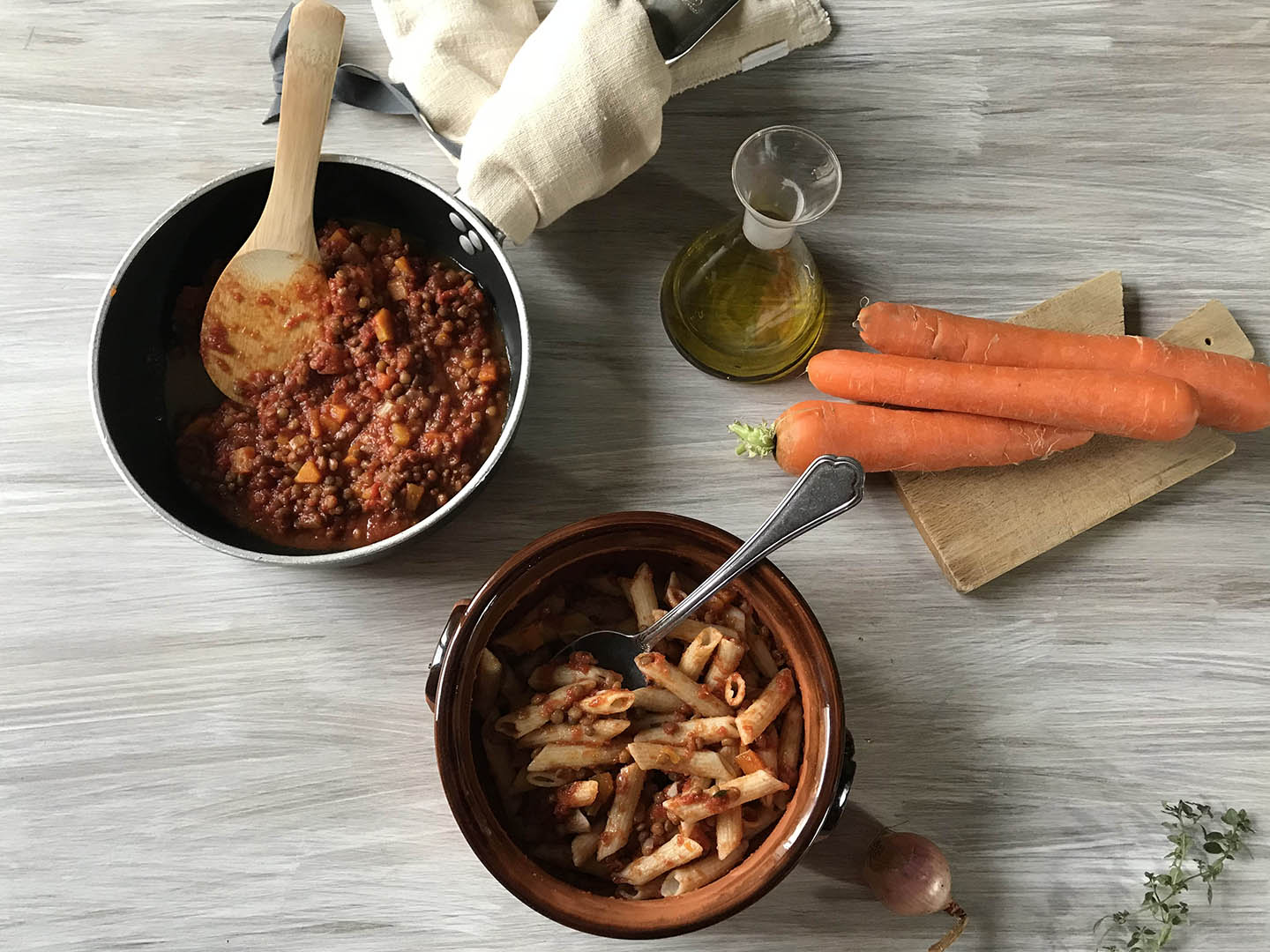 Penne con ragù di lenticchie Ricominciodaquattro