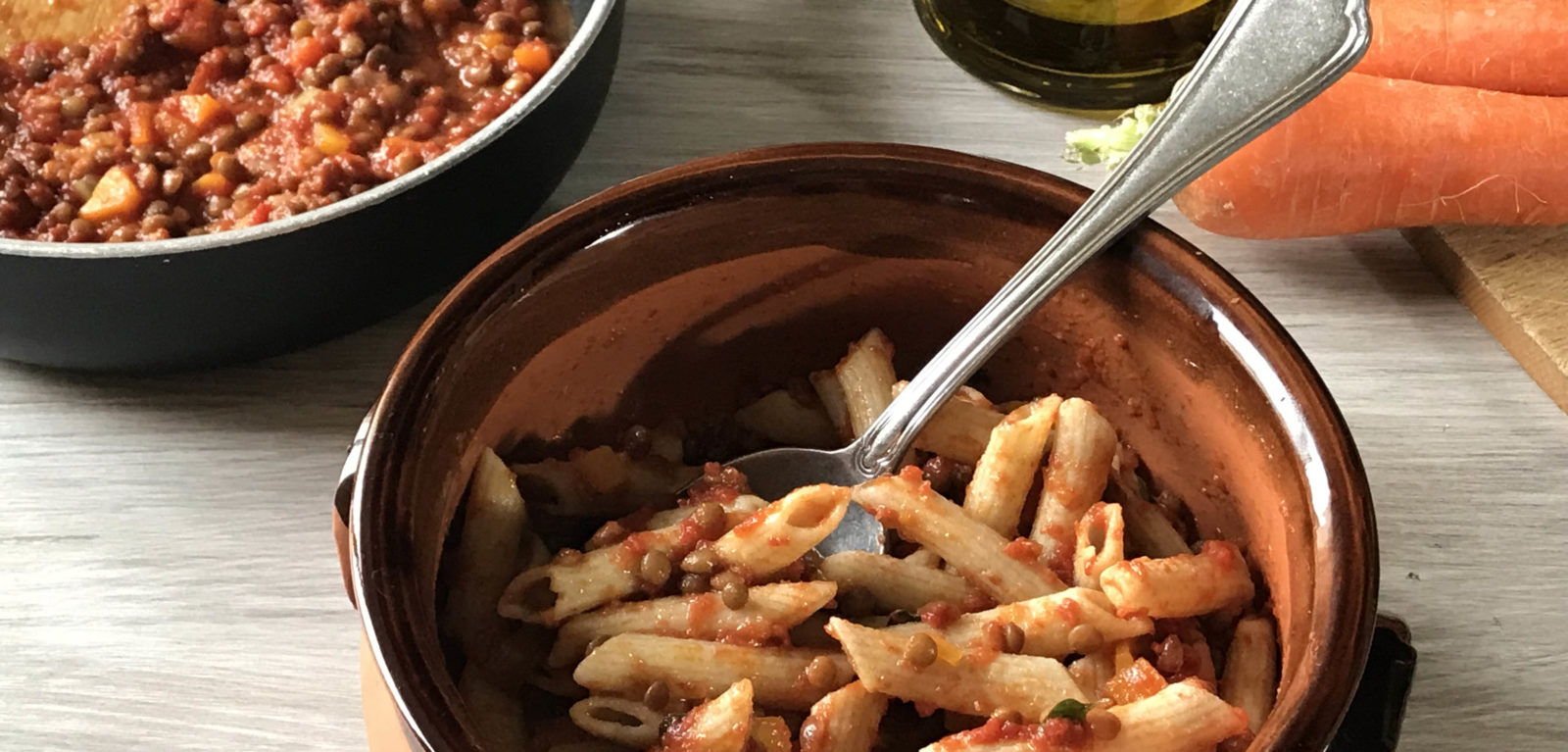 Penne con ragù di lenticchie Ricominciodaquattro