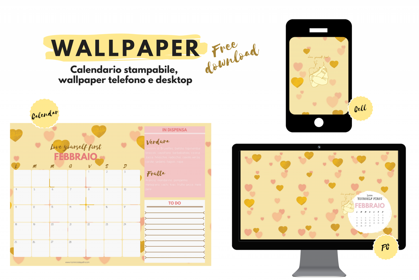 Wallpaper. Sfondi gratuiti per pc, tablet, smartphone e il calendario stampabile di febbraio Ricominciodaquattro